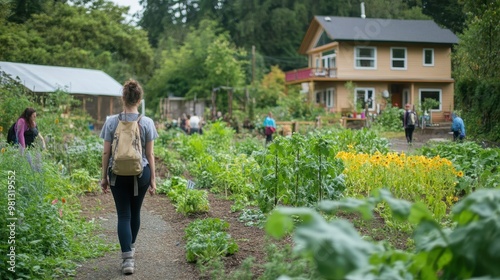 Lush and Vibrant Community Garden in a Tranquil Rural Setting