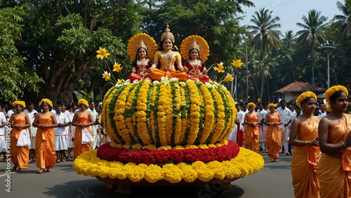 Cultural floats in Onam Festival processions photo