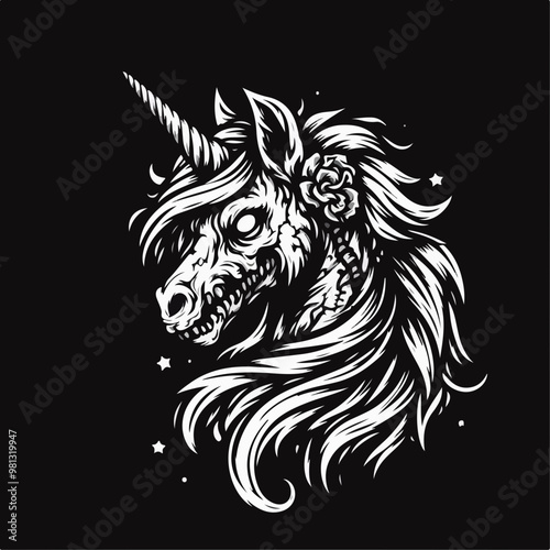 unicorn zombie vector illustration eps