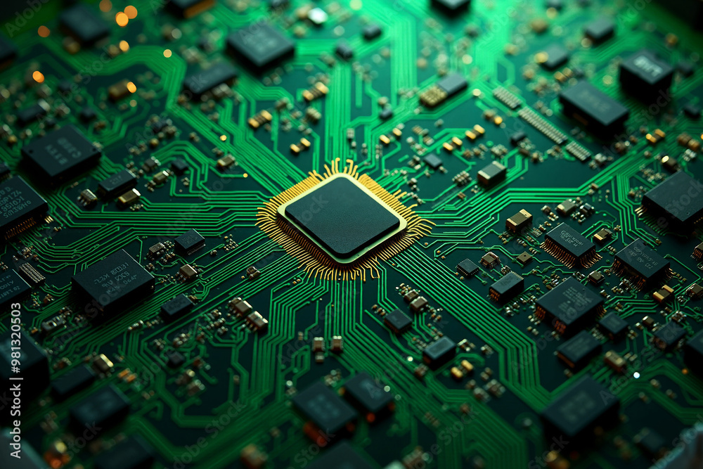 abstract futuristic of circuit board and processor computer, generative AI