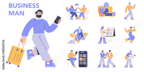 Business Man. Flat Vector Illustration