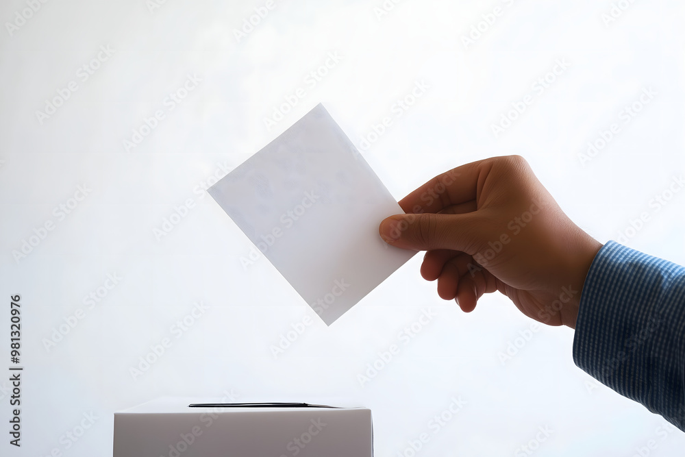 Minimalistic image of a hand holding a ballot ready to vote Minimalistic image of a hand holding a ballot ready to vote