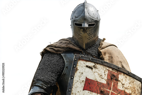 Medieval soldier on a white background