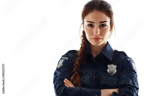 A policewoman on white background