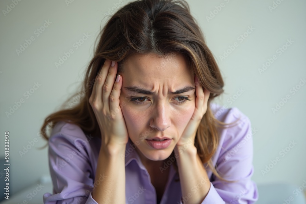 close up of person head stressed about hair problem , generative AI close up of person head stressed about hair problem , generative AI