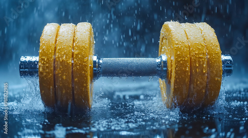 yellow dumbbel, Health and Vitality, Fitness Motivation, Mind and Body Wellness