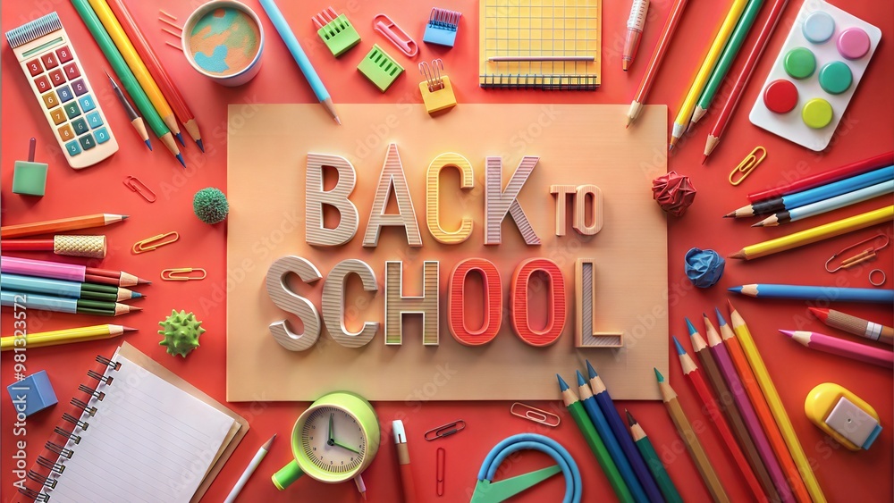 Back to School Concept, Full school backpack with books with school supplies on table Back to School Concept, Full school backpack with books with school supplies on table