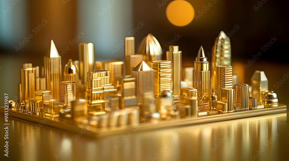 Golden Cityscape: A Miniature Model of Urban Architecture Golden Cityscape: A Miniature Model of Urban Architecture