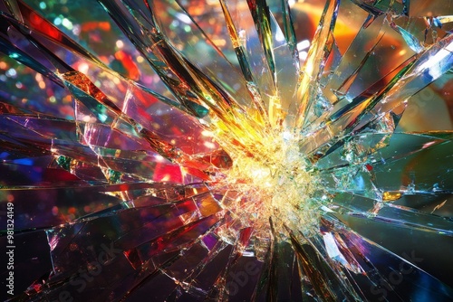 Shattered Beauty: Embracing Chaos and Destruction Through Radiant Glass Fragments