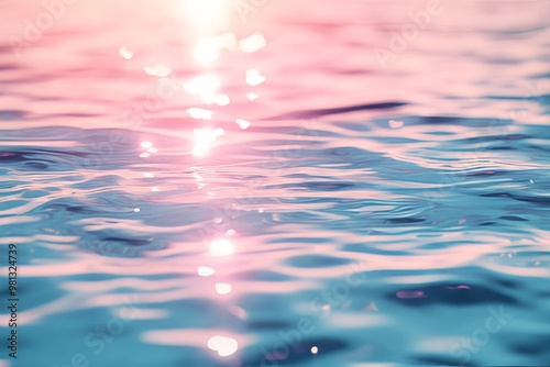 Serene Calm Morning: A Gentle Water-Reflected Dream in Soft Blue and Pink Hues