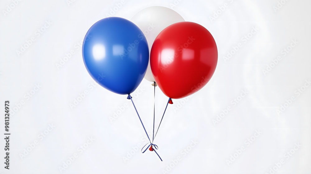set of three red, white, and blue balloons tied together set of three red, white, and blue balloons tied together