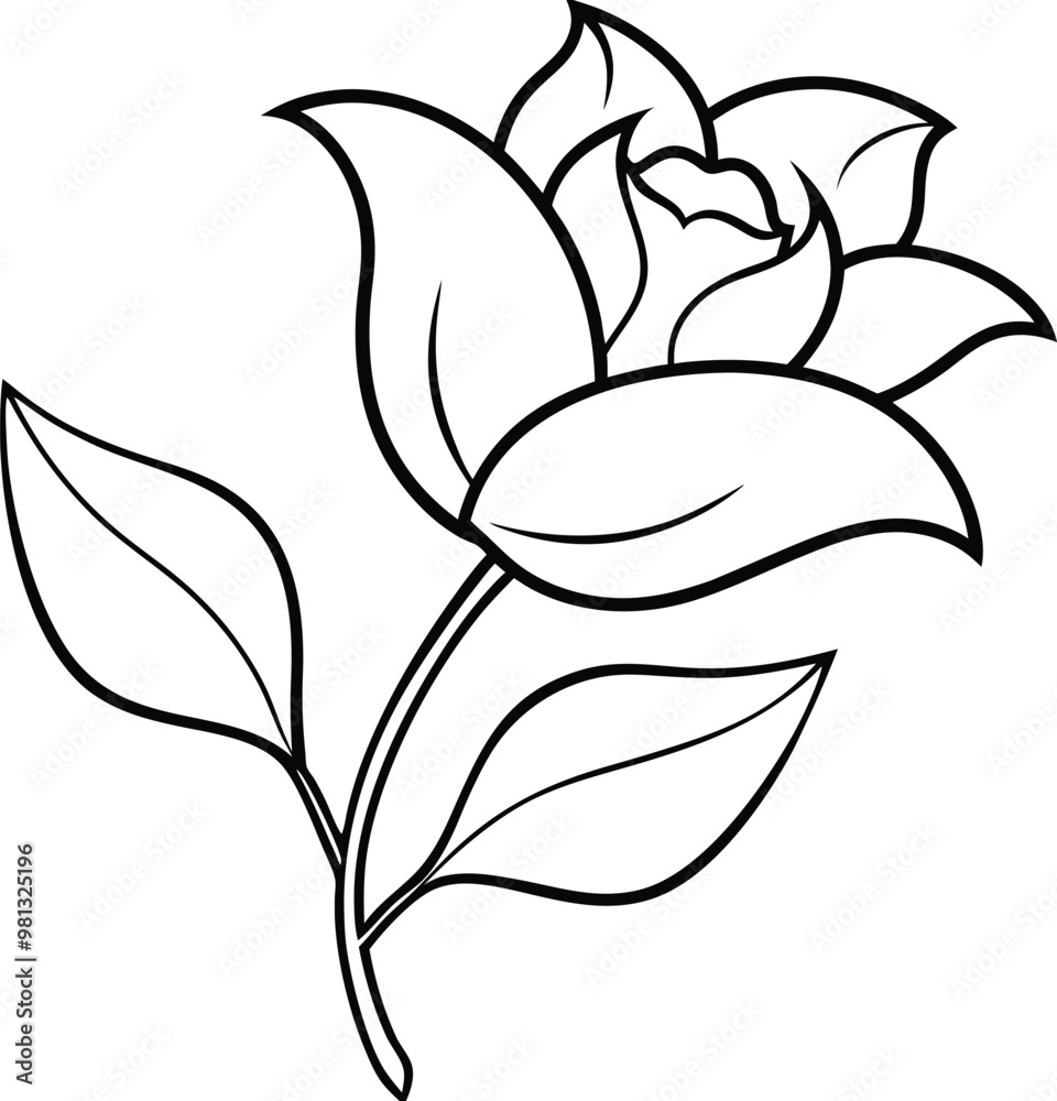 Rose flower logo icon line art vector illustration featuring an abstract floral ornament for decorative purposes Rose flower logo icon line art vector illustration featuring an abstract floral ornament for decorative purposes