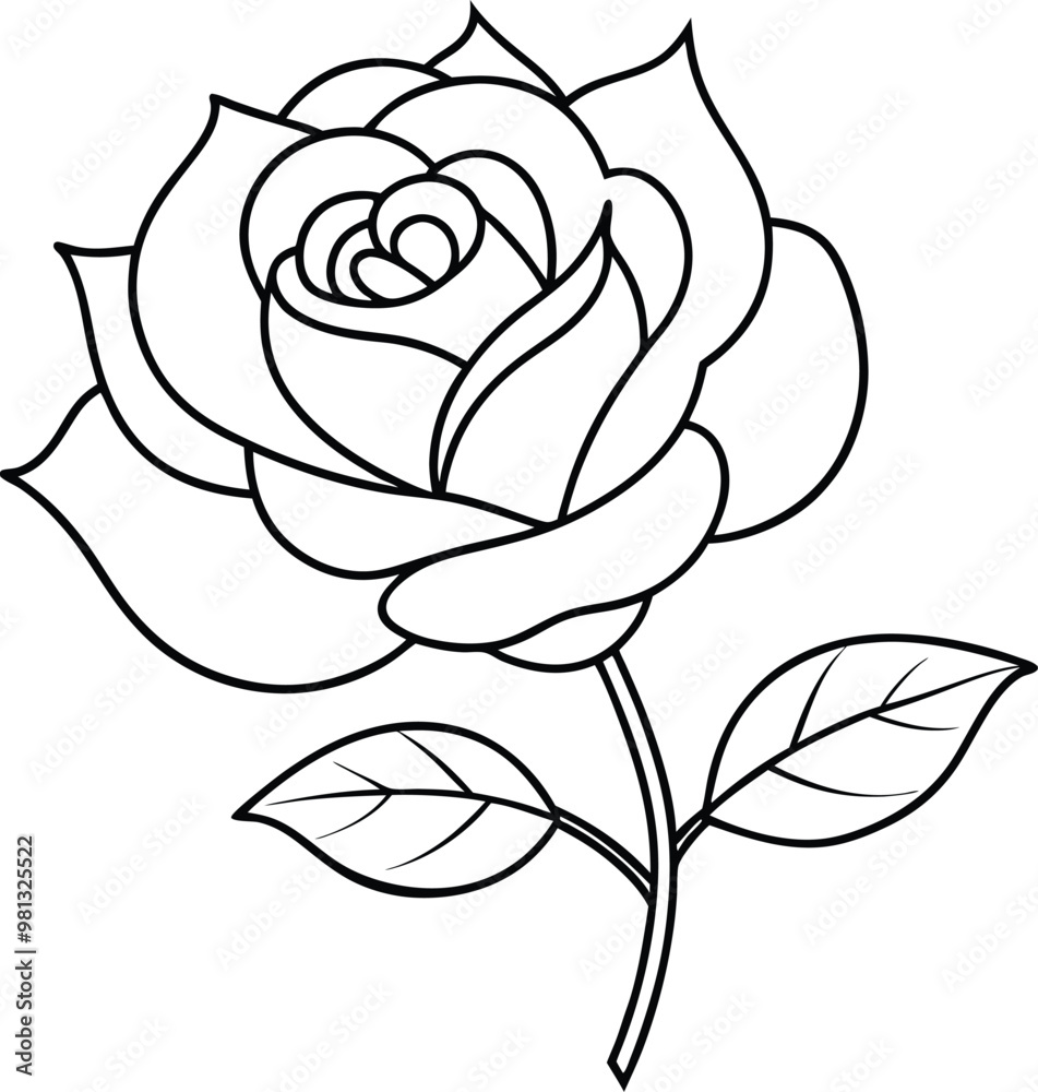 Rose flower logo icon line art vector illustration featuring a vintage-inspired rose design for elegant branding Rose flower logo icon line art vector illustration featuring a vintage-inspired rose design for elegant branding