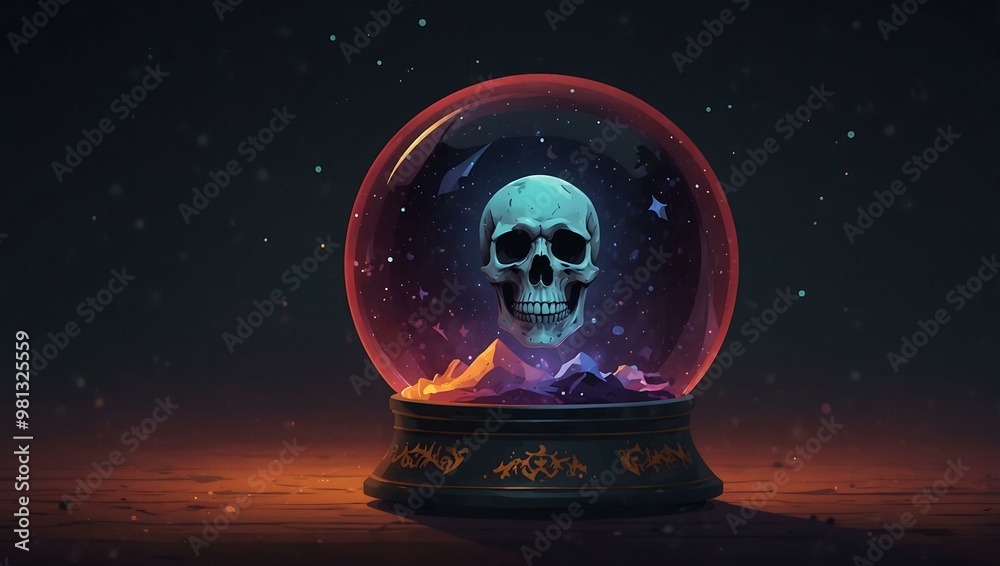 Death fortune teller crystal ball in flat design. Death fortune teller crystal ball in flat design.