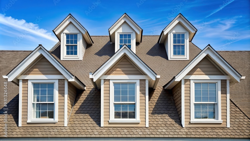Gable dormer windows on a residential home , gable, dormer, windows, architecture, residential, house, exterior Gable dormer windows on a residential home , gable, dormer, windows, architecture, residential, house, exterior