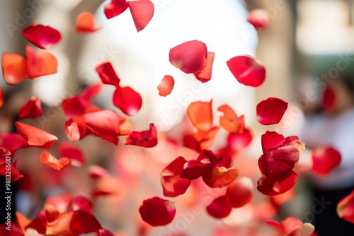 Romantic Wedding CelebrationFalling Rose Petals, Symbolizing Love and Joy