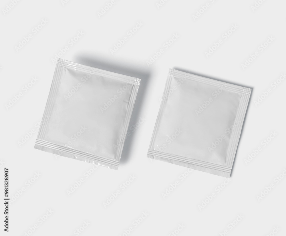 foil package mockup, blank bag template for design uses 3d illustration, 3d rendering foil package mockup, blank bag template for design uses 3d illustration, 3d rendering