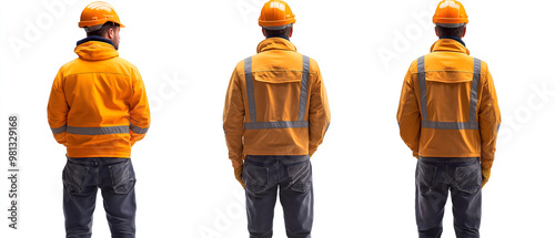 Obraz na płótnie collection of back view of construction worker looking w salonie