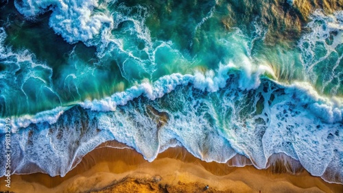 Wallpaper Mural Aerial top down view of stormy ocean waves crashing on the shore, storm, sea, surf, aerial, top down, view, waves, crashing, shore Torontodigital.ca