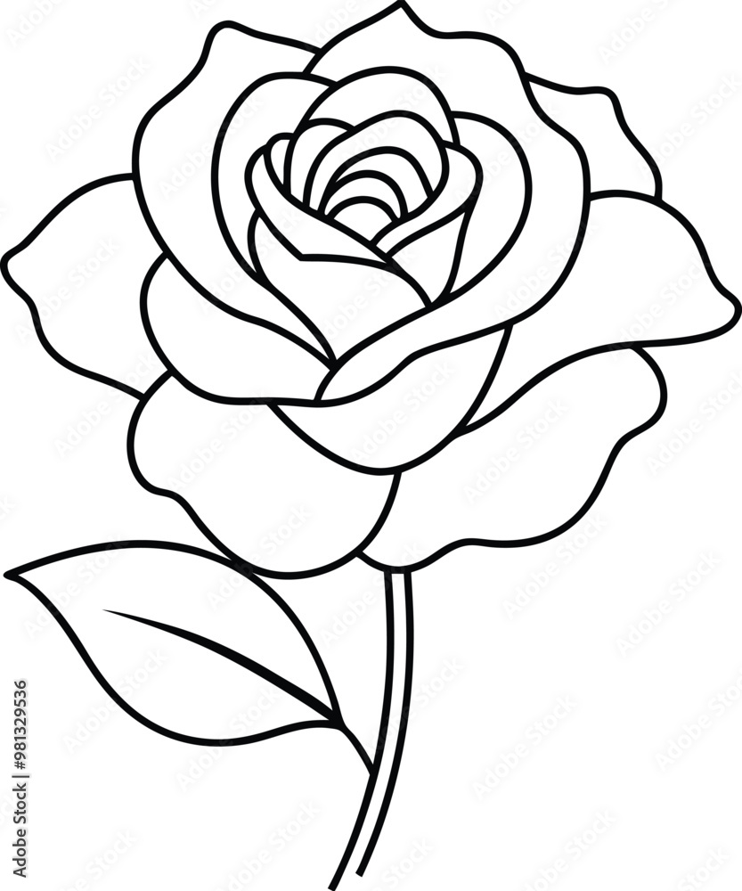 Rose flower logo icon line art vector illustration with a sketch design perfect for floral tattoo art