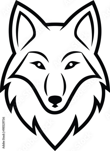 Wild wolf logo icon line art vector illustration with a focus on the fierce nature and nocturnal habits