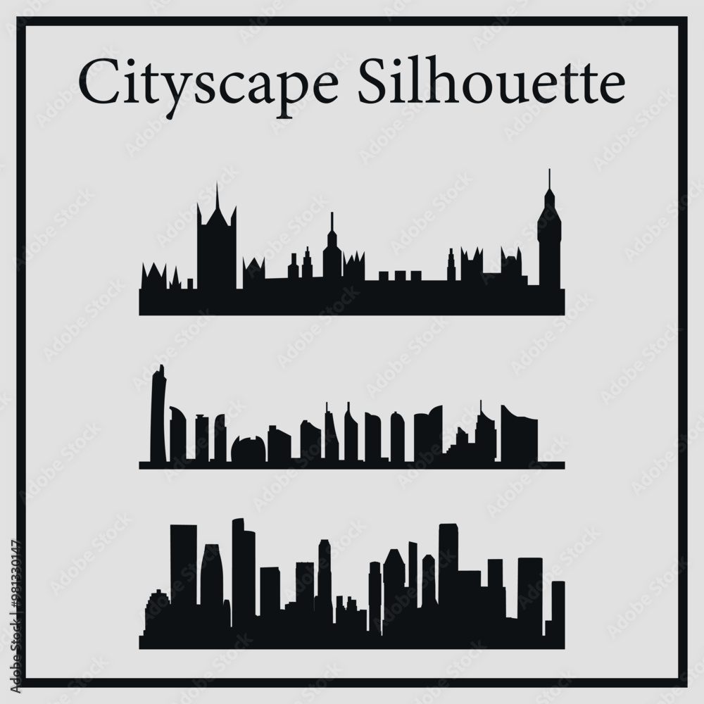 Obraz premium Set of city skyline. Vector on a gray background