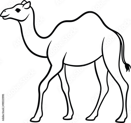 Nature-inspired camel logo icon line art vector illustration perfect for travel graphics