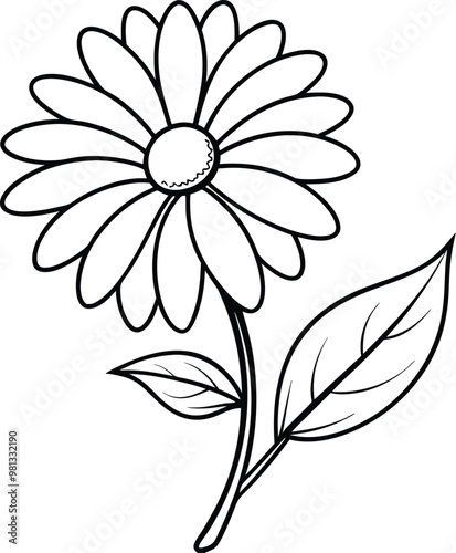 Delicate daisy flower logo icon line art vector illustration for floral and summer themes photo