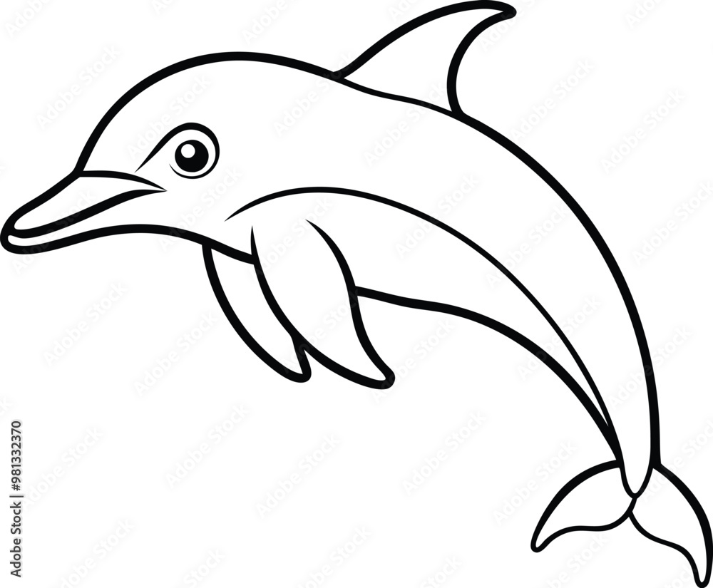 Elegant dolphin logo icon line art vector illustration for marine-themed graphics Elegant dolphin logo icon line art vector illustration for marine-themed graphics