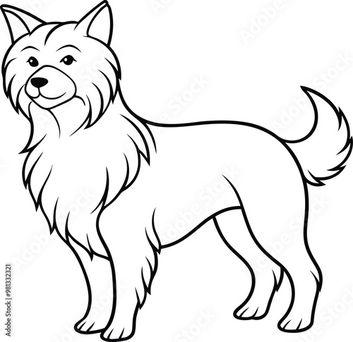 Friendly dog logo icon line art vector illustration ideal for animal-themed logos