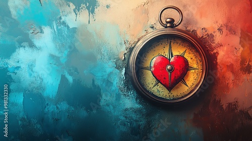 a compass with a heart, shows the paths of love	
