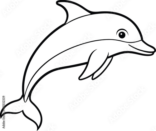 Playful dolphin logo icon line art vector illustration capturing aquatic beauty