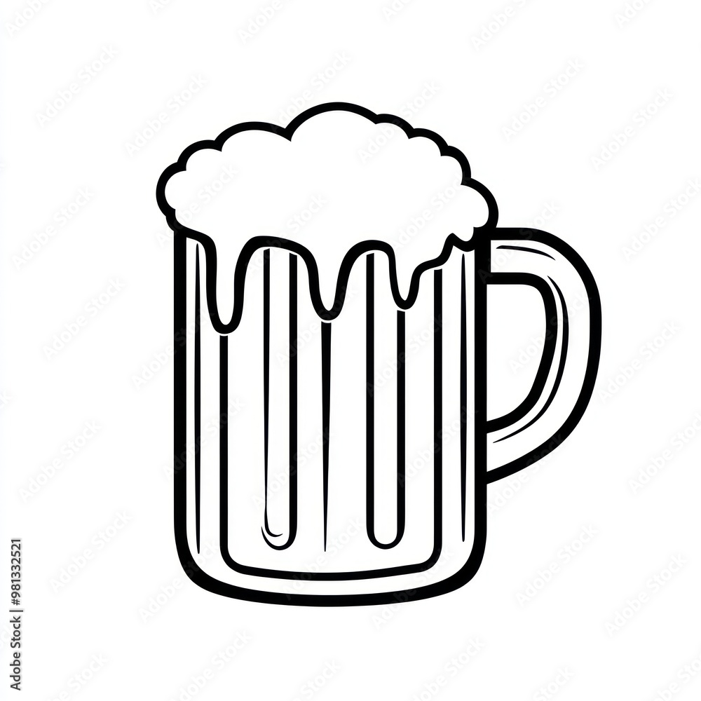 Illustration of a Frothy Beer Mug With a Handle on a Simple White Background Illustration of a Frothy Beer Mug With a Handle on a Simple White Background