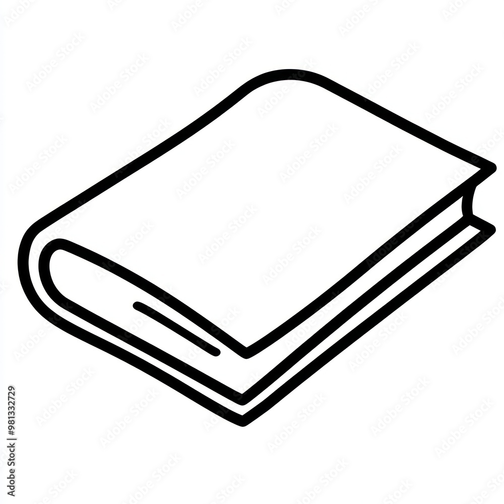 Simple Black Line Art of a Book on a White Background Simple Black Line Art of a Book on a White Background