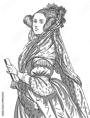 Portrait of Ada Lovelace, famous English mathematician photo