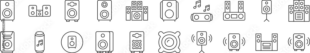 Music Center Line Icon Collection. Editable Stroke. Minimalistic Linear Pictogram for Design of Cards, Apps, Banners, Posts Music Center Line Icon Collection. Editable Stroke. Minimalistic Linear Pictogram for Design of Cards, Apps, Banners, Posts