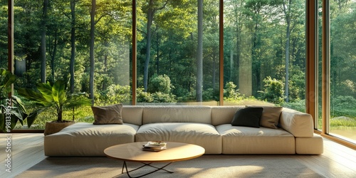 Modern Living Room with Large Windows