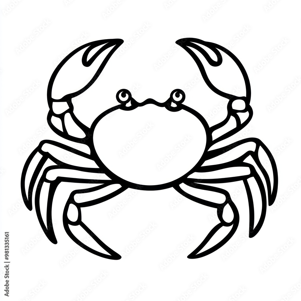 Fototapeta premium Simple Outline of a Crab Showcasing Its Distinct Features and Posture on a White Background