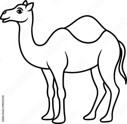 Graphic camel logo icon line art vector illustration featuring a detailed hump design