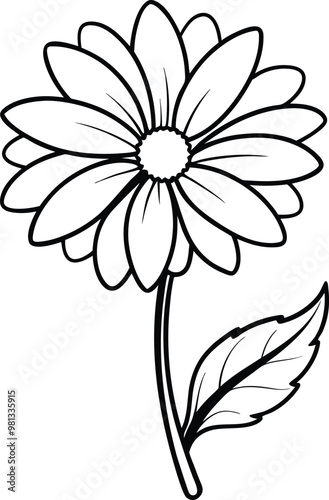 Daisy flower logo icon line art vector illustration with a minimalist and modern design