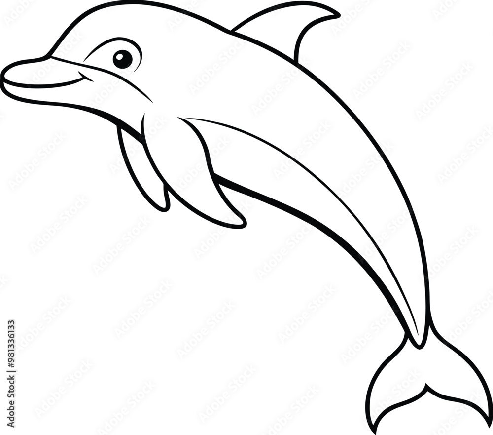 Fototapeta premium Creative dolphin logo icon line art vector illustration showcasing ocean life
