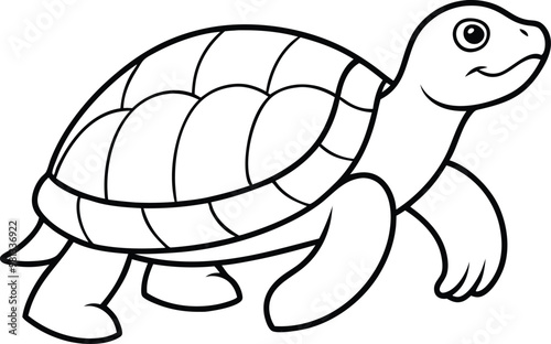 Turtle logo icon line art vector illustration of a cute turtle design for branding