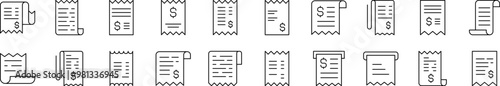 Store Receipt Line Icon Set. Editable Stroke. Minimalistic Linear Pictogram for Design of Cards, Apps, Banners, Posts