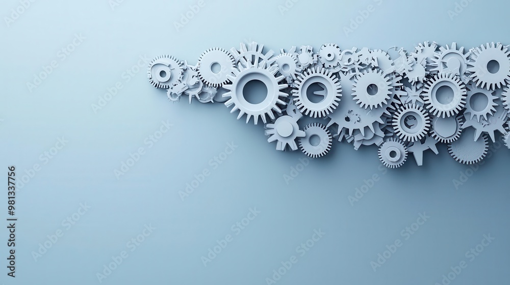 Obraz premium Abstract gears forming a bridge over a financial gap, symbolizing integrated solutions to business challenges