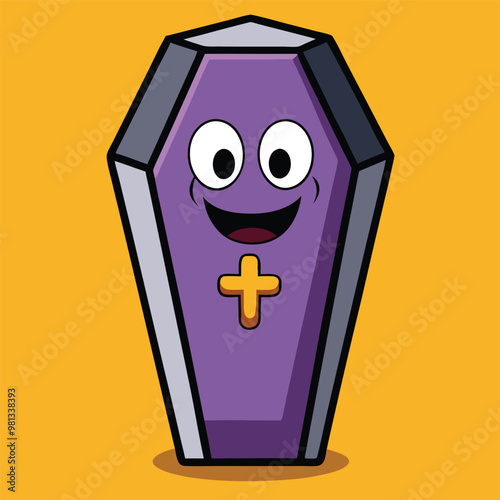 Halloween coffin Cartoon Vector Icon Illustration. Flat Cartoon Style.