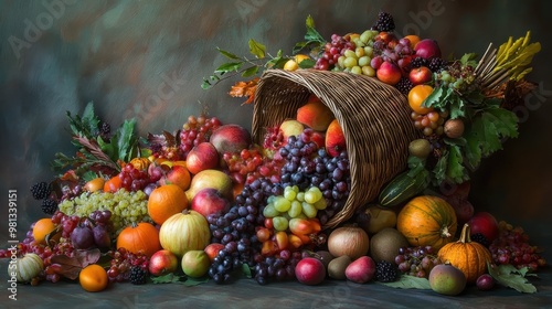 Cornucopia of Autumn Abundance: A Vibrant Harvest Celebration