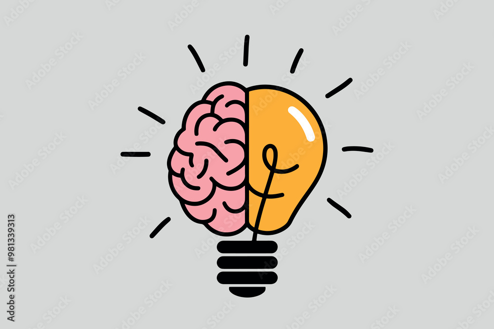 Human brain and light bulb, concept of idea and creativity. Human brain and light bulb, concept of idea and creativity.