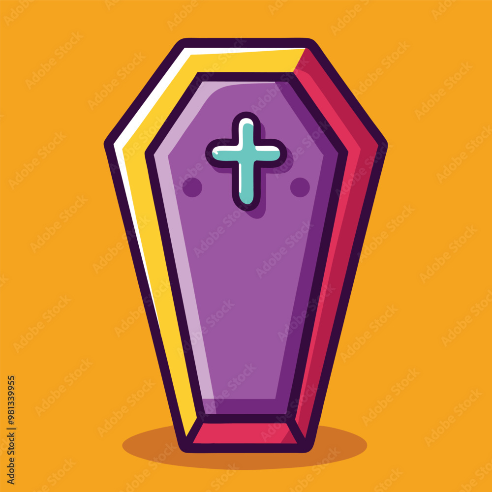 Halloween coffin Cartoon Vector Icon Illustration. Flat Cartoon Style. Halloween coffin Cartoon Vector Icon Illustration. Flat Cartoon Style.