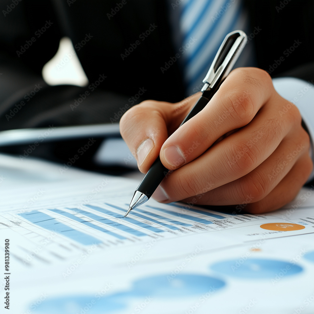 An accountant looks at a financial report, professional accounting company, digital marketing, optimization, guy calculating a sales margin An accountant looks at a financial report, professional accounting company, digital marketing, optimization, guy calculating a sales margin