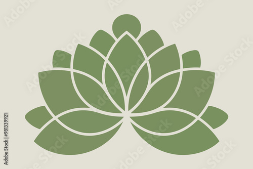 Beige background with light green lotus flower.